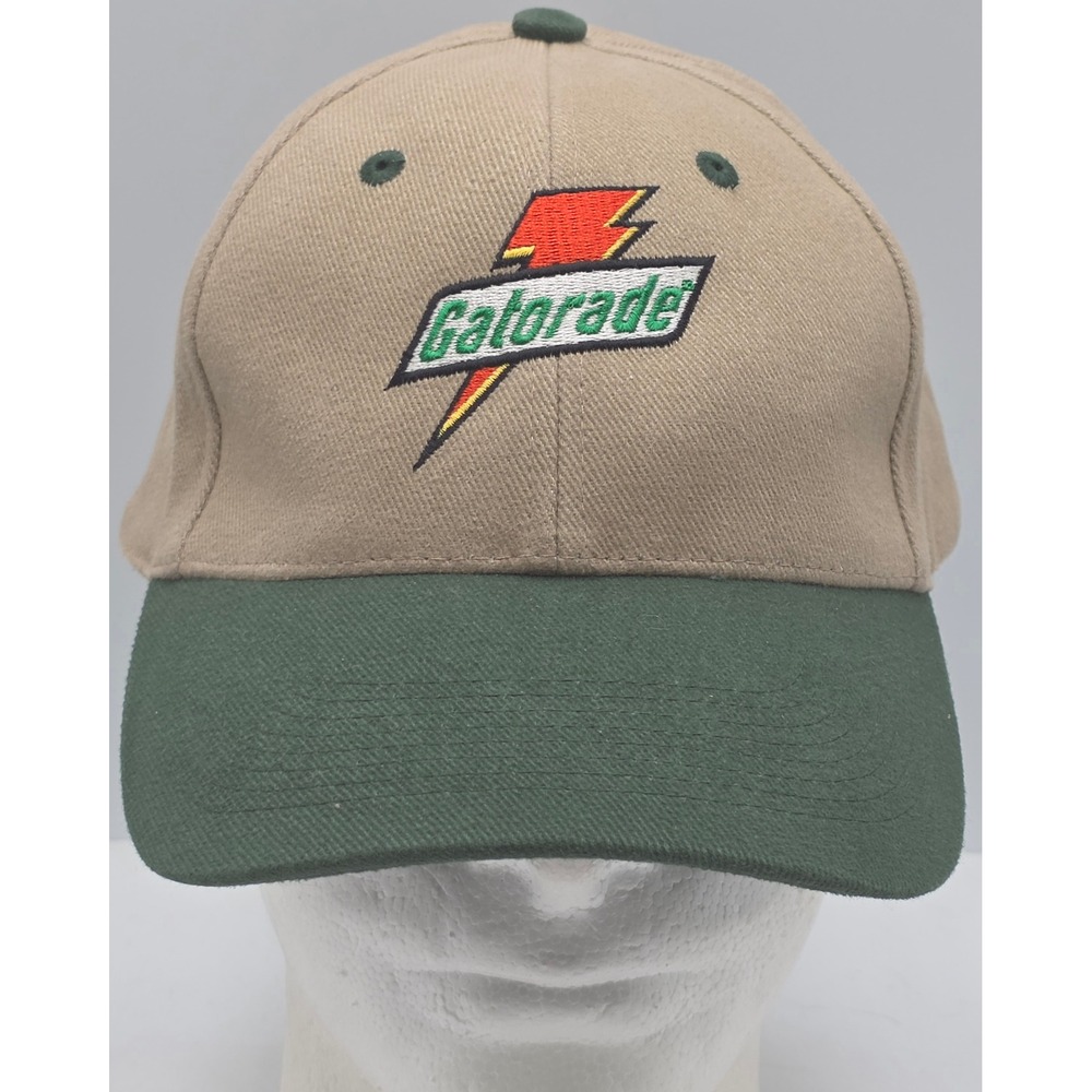 Cap America Gatorade Strapback Hat Tan Green Embroidered Logo Cap